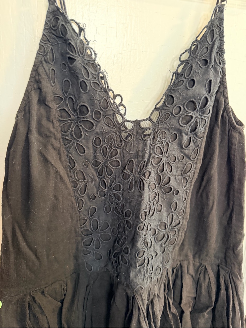 Free people black eyelet embroidered boho mini dress - Picture 4 of 7